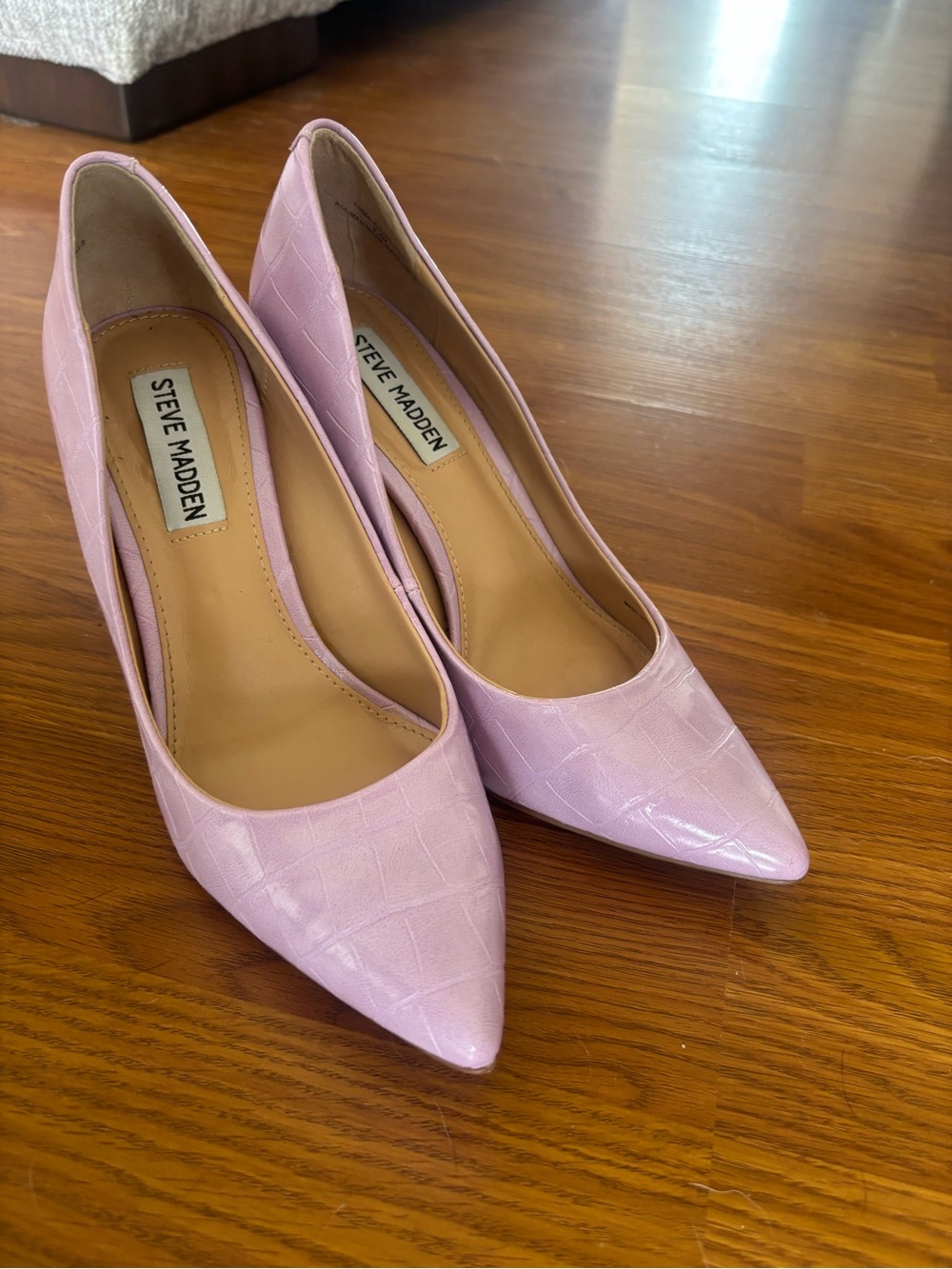 Steve Madden Lilac Croc-Embossed Pointed Toe Heels
